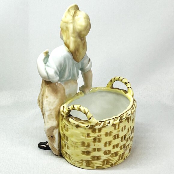 Hal-Sey Halsey Fifth Japan Vintage Figural Basket Planter Boy Figurine Vase MCM - Picture 6 of 9